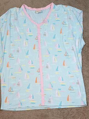 Beaufort Bonnet/Swim Cover Up/Women Medium Blue Sailboat Coastal Preppy Resort